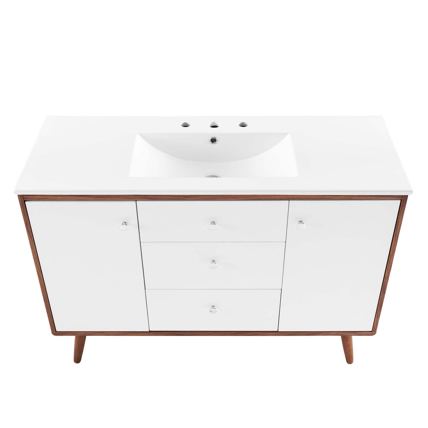 Modway Outlet Transmit 48" Single Sink Bathroom Vanity by Modway  Bathroom Furniture Walnut White - EEI-4438-WAL-WHI