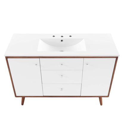 Modway Outlet Transmit 48" Single Sink Bathroom Vanity by Modway  Bathroom Furniture Walnut White - EEI-4438-WAL-WHI
