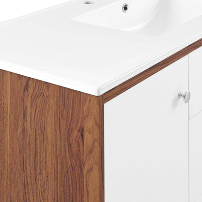Modway Outlet Transmit 48" Single Sink Bathroom Vanity by Modway  Bathroom Furniture Walnut White - EEI-4438-WAL-WHI