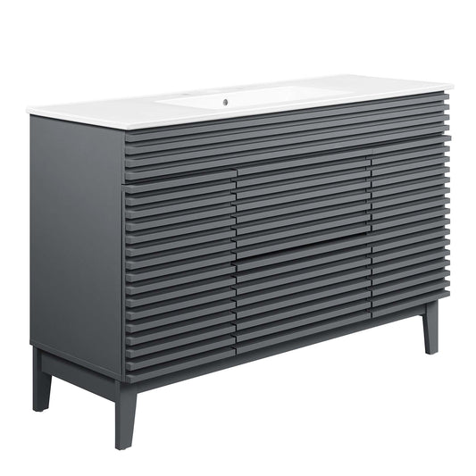 Modway Outlet Render 48" Single Sink Bathroom Vanity by Modway  Bathroom Furniture Gray White - EEI-4439-GRY-WHI