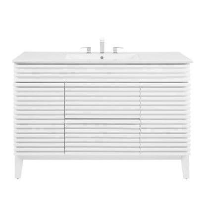 Modway Outlet Render 48" Single Sink Bathroom Vanity by Modway  Bathroom Furniture White White - EEI-4439-WHI-WHI