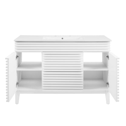 Modway Outlet Render 48" Single Sink Bathroom Vanity by Modway  Bathroom Furniture White White - EEI-4439-WHI-WHI