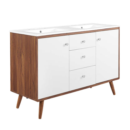 Modway Outlet Transmit 48" Double Sink Bathroom Vanity by Modway  Bathroom Furniture Walnut White - EEI-4440-WAL-WHI