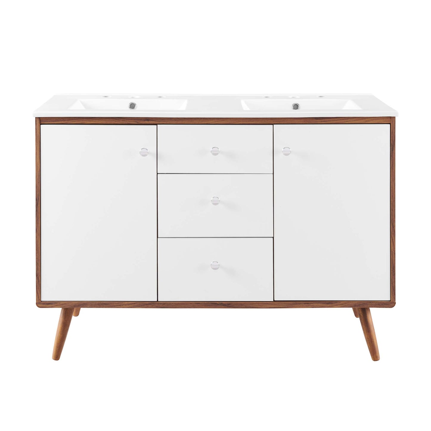 Modway Outlet Transmit 48" Double Sink Bathroom Vanity by Modway  Bathroom Furniture Walnut White - EEI-4440-WAL-WHI