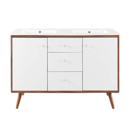 Modway Outlet Transmit 48" Double Sink Bathroom Vanity by Modway  Bathroom Furniture Walnut White - EEI-4440-WAL-WHI
