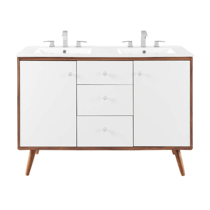 Modway Outlet Transmit 48" Double Sink Bathroom Vanity by Modway  Bathroom Furniture Walnut White - EEI-4440-WAL-WHI