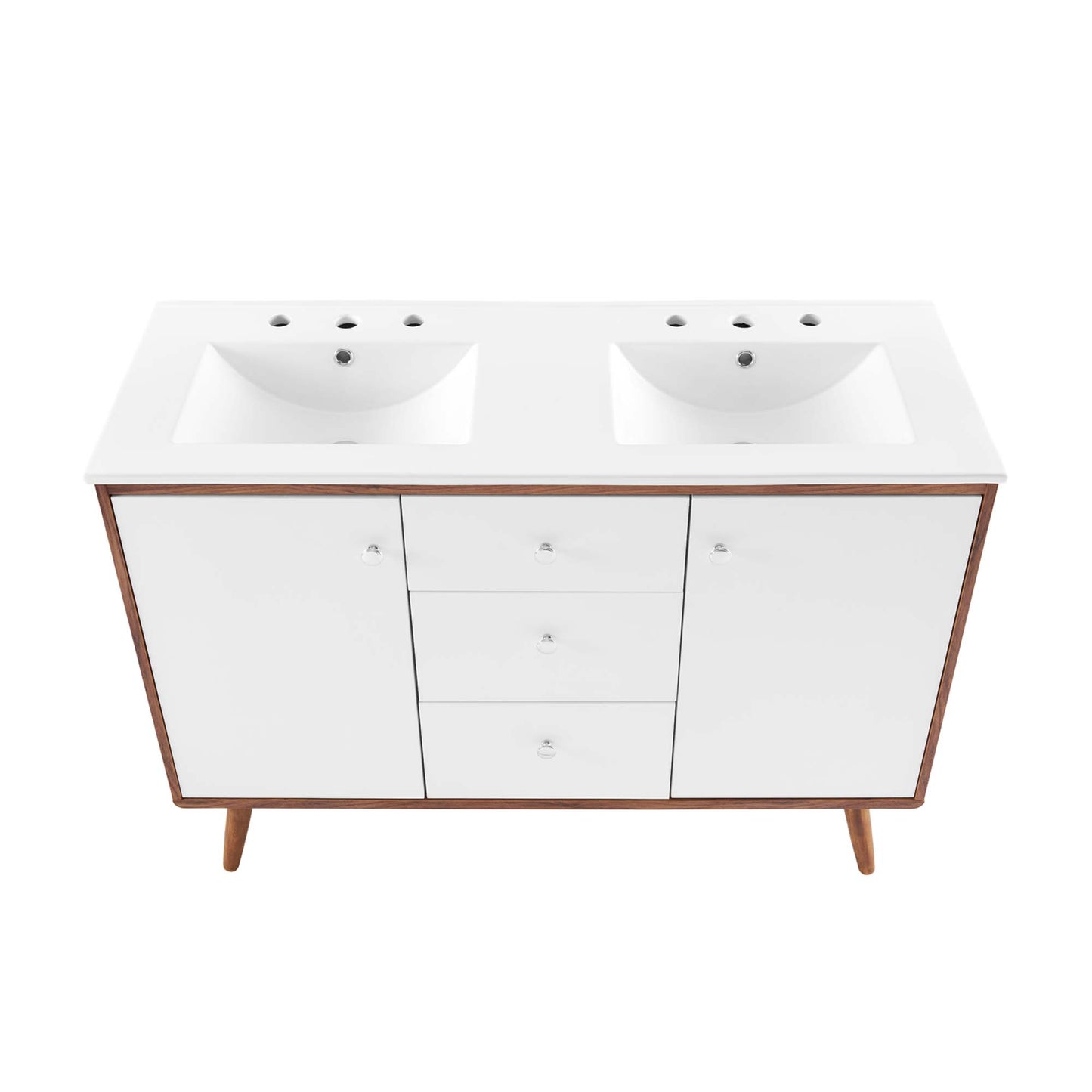 Modway Outlet Transmit 48" Double Sink Bathroom Vanity by Modway  Bathroom Furniture Walnut White - EEI-4440-WAL-WHI