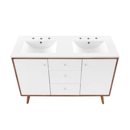 Modway Outlet Transmit 48" Double Sink Bathroom Vanity by Modway  Bathroom Furniture Walnut White - EEI-4440-WAL-WHI