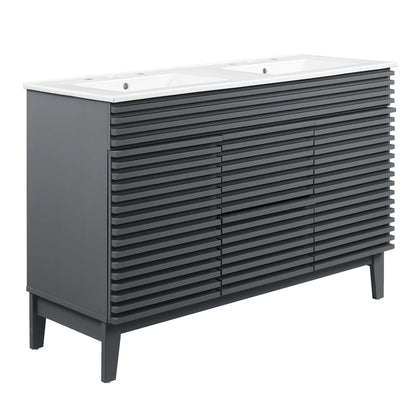 Modway Outlet Render 48" Double Sink Bathroom Vanity by Modway  Bathroom Furniture Gray White - EEI-4441-GRY-WHI