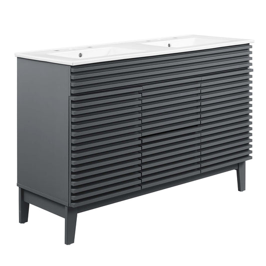 Modway Outlet Render 48" Double Sink Bathroom Vanity by Modway  Bathroom Furniture Gray White - EEI-4441-GRY-WHI