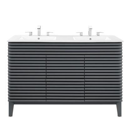 Modway Outlet Render 48" Double Sink Bathroom Vanity by Modway  Bathroom Furniture Gray White - EEI-4441-GRY-WHI