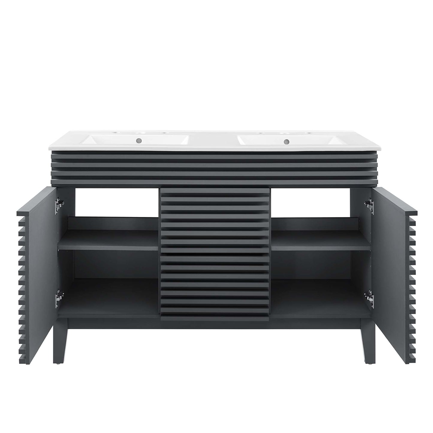 Modway Outlet Render 48" Double Sink Bathroom Vanity by Modway  Bathroom Furniture Gray White - EEI-4441-GRY-WHI