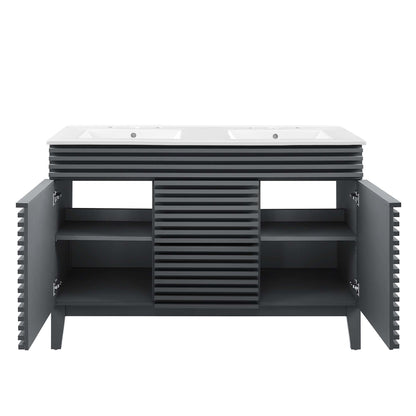 Modway Outlet Render 48" Double Sink Bathroom Vanity by Modway  Bathroom Furniture Gray White - EEI-4441-GRY-WHI