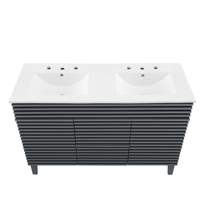 Modway Outlet Render 48" Double Sink Bathroom Vanity by Modway  Bathroom Furniture Gray White - EEI-4441-GRY-WHI