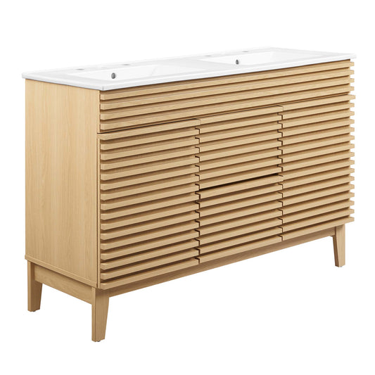 Modway Outlet Render 48" Double Sink Bathroom Vanity by Modway  Bathroom Furniture Oak White - EEI-4441-OAK-WHI