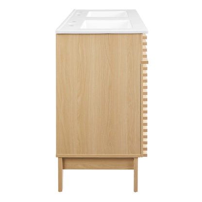 Modway Outlet Render 48" Double Sink Bathroom Vanity by Modway  Bathroom Furniture Oak White - EEI-4441-OAK-WHI