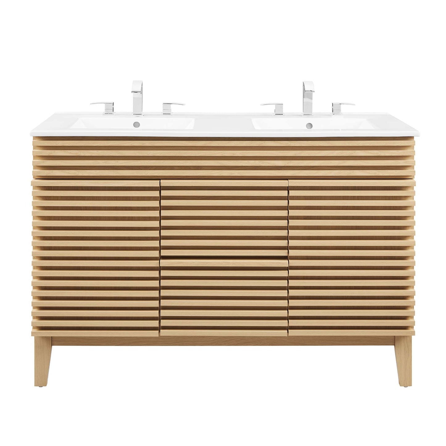 Modway Outlet Render 48" Double Sink Bathroom Vanity by Modway  Bathroom Furniture Oak White - EEI-4441-OAK-WHI