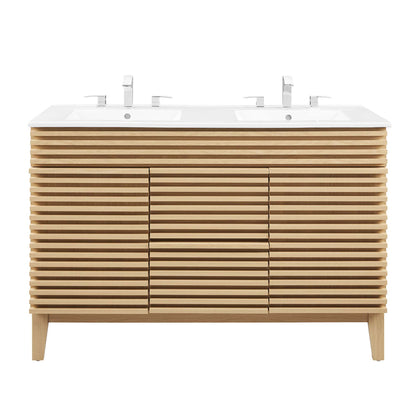 Modway Outlet Render 48" Double Sink Bathroom Vanity by Modway  Bathroom Furniture Oak White - EEI-4441-OAK-WHI