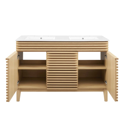 Modway Outlet Render 48" Double Sink Bathroom Vanity by Modway  Bathroom Furniture Oak White - EEI-4441-OAK-WHI