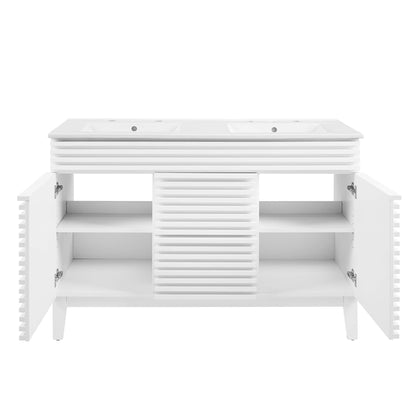 Modway Outlet Render 48" Double Sink Bathroom Vanity by Modway  Bathroom Furniture White White - EEI-4441-WHI-WHI