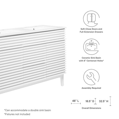Modway Outlet Render 48" Double Sink Bathroom Vanity by Modway  Bathroom Furniture White White - EEI-4441-WHI-WHI