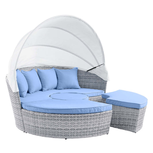 Modway Outlet Scottsdale Canopy Outdoor Patio Daybed by Modway  Outdoor Furniture Furniture Light Gray Light Blue - EEI-4442-LGR-LBU