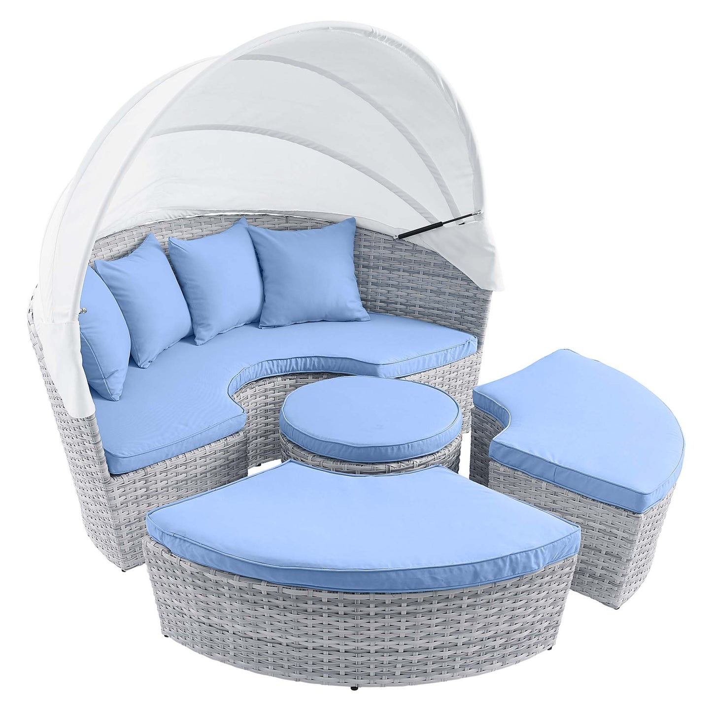 Modway Outlet Scottsdale Canopy Outdoor Patio Daybed by Modway  Outdoor Furniture Furniture Light Gray Light Blue - EEI-4442-LGR-LBU
