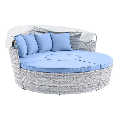 Modway Outlet Scottsdale Canopy Outdoor Patio Daybed by Modway  Outdoor Furniture Furniture Light Gray Light Blue - EEI-4442-LGR-LBU