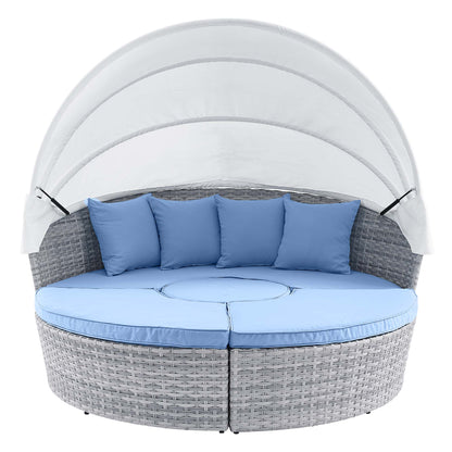 Modway Outlet Scottsdale Canopy Outdoor Patio Daybed by Modway  Outdoor Furniture Furniture Light Gray Light Blue - EEI-4442-LGR-LBU