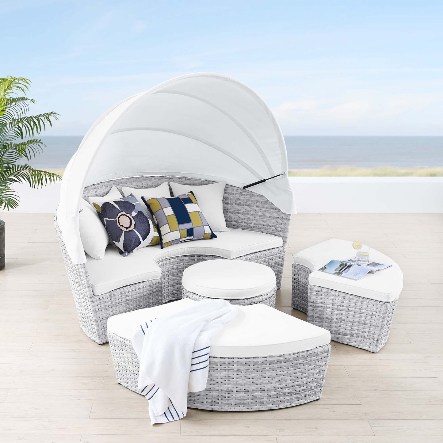 Modway Outlet Scottsdale Canopy Outdoor Patio Daybed by Modway  Outdoor Furniture Furniture Light Gray White - EEI-4442-LGR-WHI
