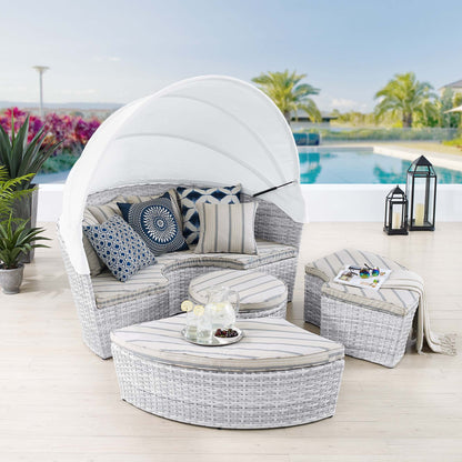 Modway Outlet Scottsdale Canopy Sunbrella? Outdoor Patio Daybed by Modway  Outdoor Furniture Furniture Light Gray Pebble - EEI-4443-LGR-PEB
