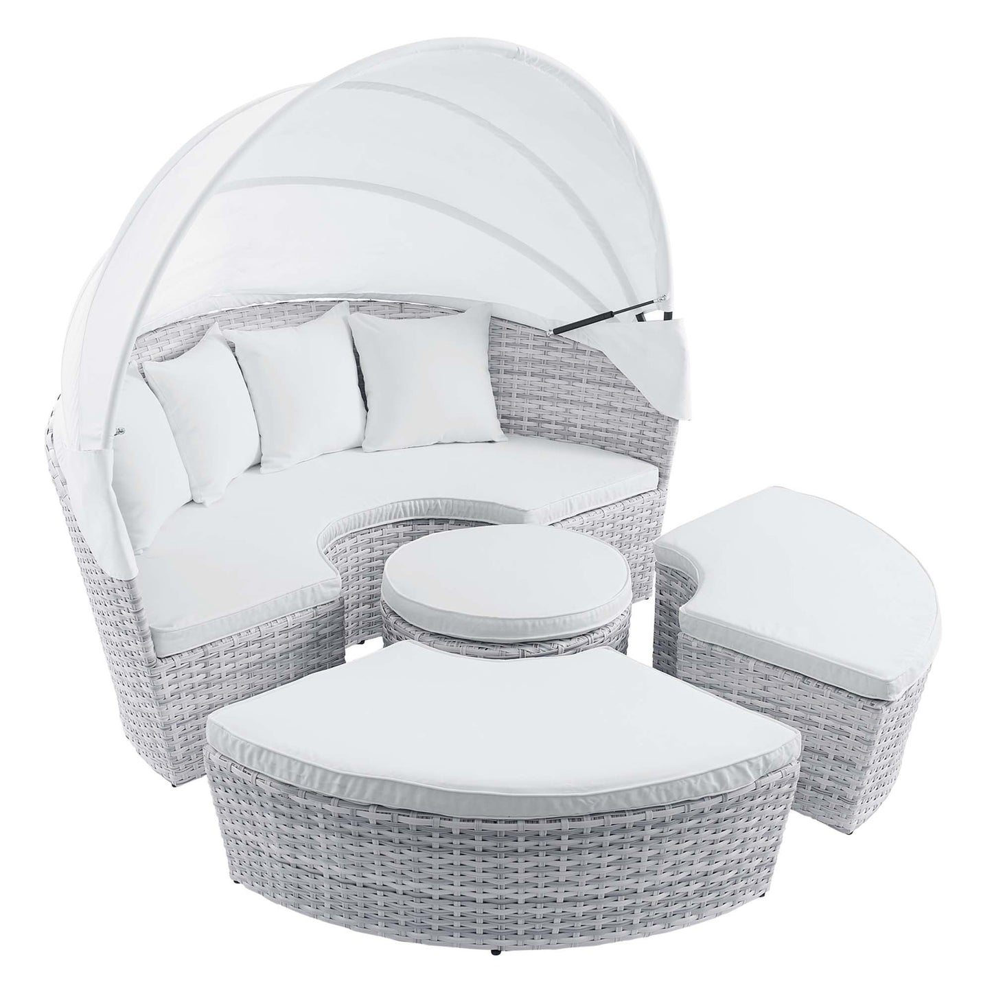 Modway Outlet Scottsdale Canopy Sunbrella? Outdoor Patio Daybed by Modway  Outdoor Furniture Furniture Light Gray White - EEI-4443-LGR-WHI