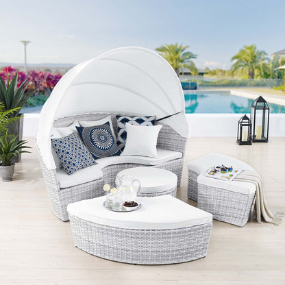 Modway Outlet Scottsdale Canopy Sunbrella? Outdoor Patio Daybed by Modway  Outdoor Furniture Furniture Light Gray White - EEI-4443-LGR-WHI