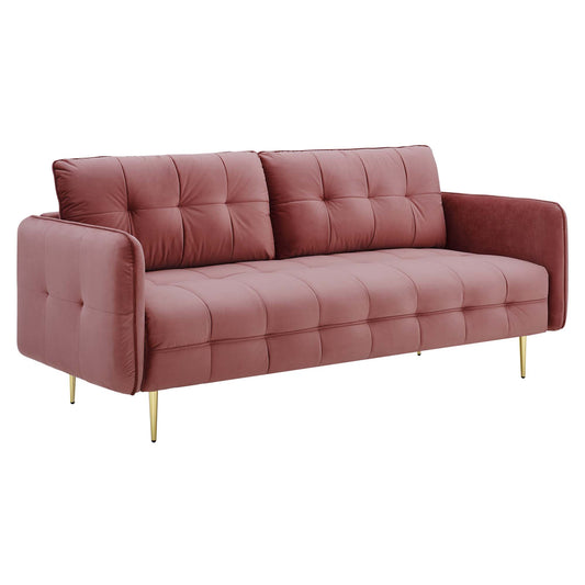 Modway Outlet Cameron Tufted Performance Velvet Sofa by Modway  Living Room Furniture Dusty Rose - EEI-4450-DUS