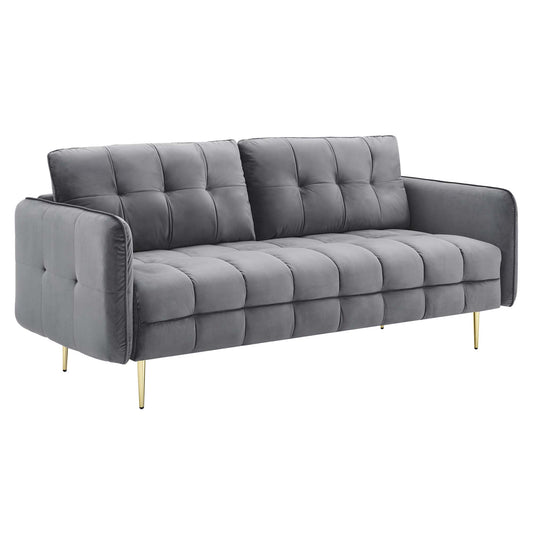 Modway Outlet Cameron Tufted Performance Velvet Sofa by Modway  Living Room Furniture Gray - EEI-4450-GRY