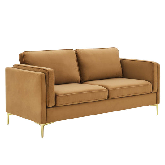 Modway Outlet Kaiya Performance Velvet Sofa by Modway  Living Room Furniture Cognac - EEI-4453-COG