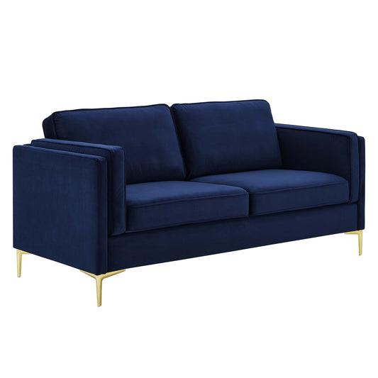Modway Outlet Kaiya Performance Velvet Sofa by Modway  Living Room Furniture Midnight Blue - EEI-4453-MID