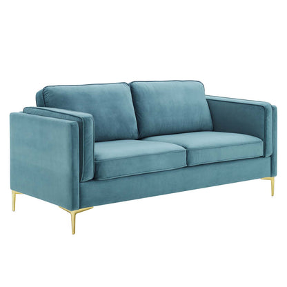 Modway Outlet Kaiya Performance Velvet Sofa by Modway  Living Room Furniture Sea Blue - EEI-4453-SEA