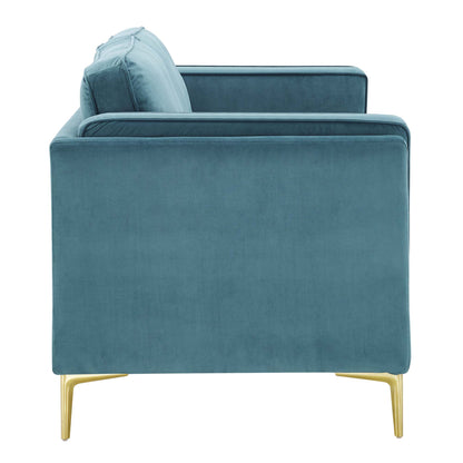 Modway Outlet Kaiya Performance Velvet Sofa by Modway  Living Room Furniture Sea Blue - EEI-4453-SEA