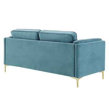 Modway Outlet Kaiya Performance Velvet Sofa by Modway  Living Room Furniture Sea Blue - EEI-4453-SEA