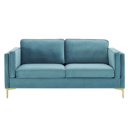 Modway Outlet Kaiya Performance Velvet Sofa by Modway  Living Room Furniture Sea Blue - EEI-4453-SEA