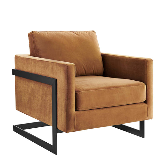 Modway Outlet Posse Performance Velvet Accent Chair by Modway  Living Room Furniture Black Cognac - EEI-4457-BLK-COG