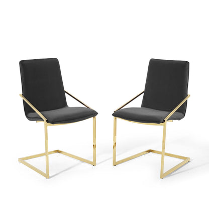 Modway Outlet Pitch Performance Velvet Dining Armchair Set of 2 by Modway  Bar and Dining Furniture Gold Black - EEI-4488-GLD-BLK