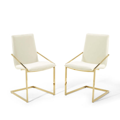 Modway Outlet Pitch Performance Velvet Dining Armchair Set of 2 by Modway  Bar and Dining Furniture Gold Ivory - EEI-4488-GLD-IVO
