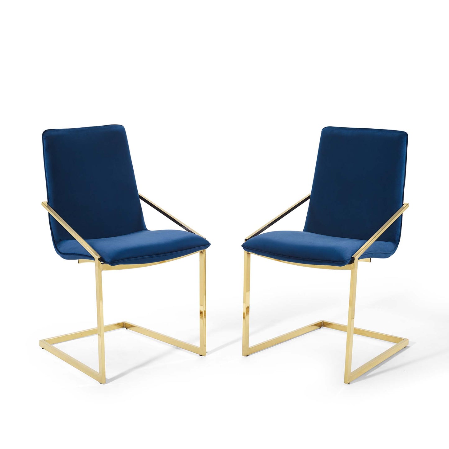 Modway Outlet Pitch Performance Velvet Dining Armchair Set of 2 by Modway  Bar and Dining Furniture Gold Navy - EEI-4488-GLD-NAV