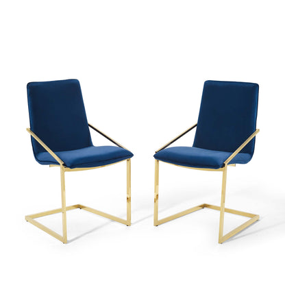Modway Outlet Pitch Performance Velvet Dining Armchair Set of 2 by Modway  Bar and Dining Furniture Gold Navy - EEI-4488-GLD-NAV