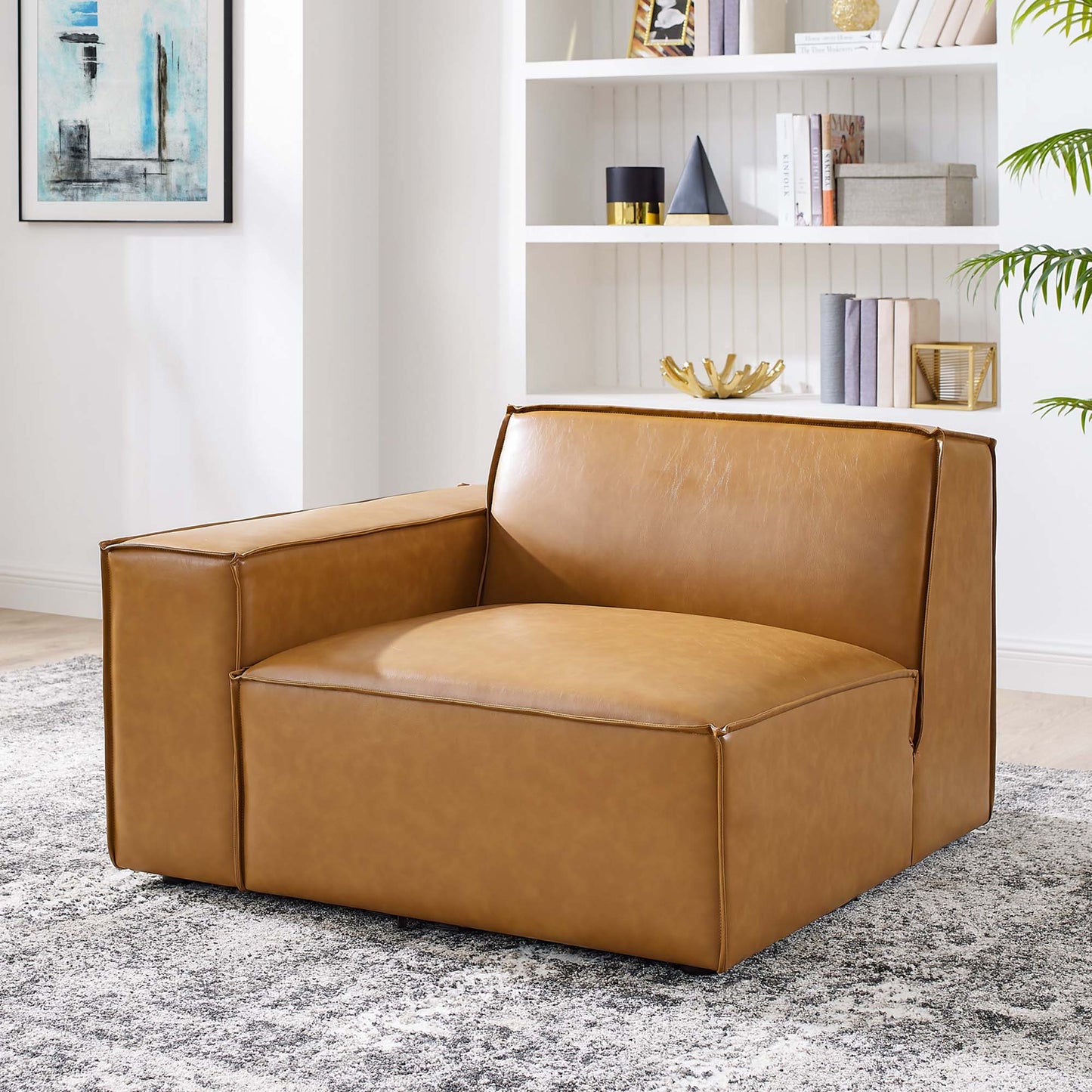 Modway - Restore Left-Arm Vegan Leather Sectional Sofa Chair by Modway  Living Room Sofas and Armchairs Brown - EEI-4492-TAN