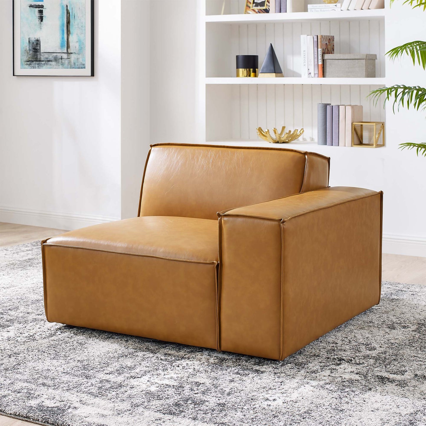 Modway - Restore Right-Arm Vegan Leather Sectional Sofa Chair by Modway  Living Room Sofas and Armchairs Brown - EEI-4493-TAN