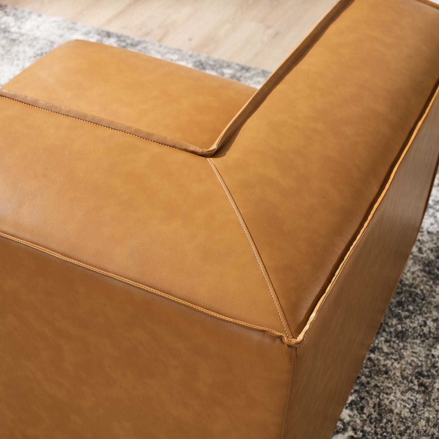 Modway - Restore Vegan Leather Sectional Sofa Corner Chair by Modway  Living Room Sofas and Armchairs Brown - EEI-4494-TAN