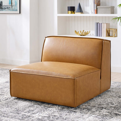 Modway - Restore Vegan Leather Sectional Sofa Armless Chair by Modway  Living Room Sofas and Armchairs Brown - EEI-4495-TAN